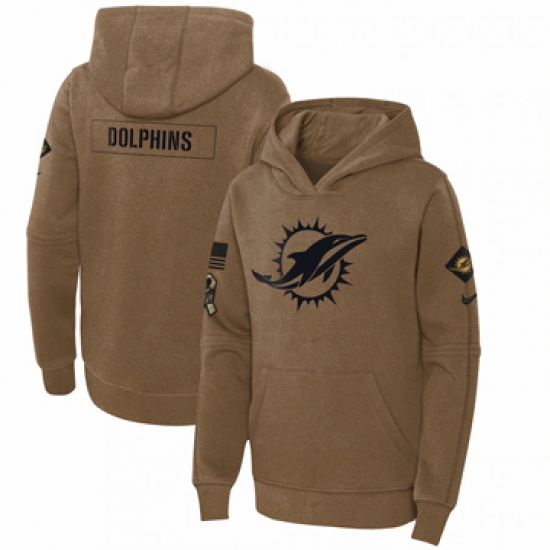 Youth Miami Dolphins Nike Brown 2023 Salute to Service Club Fleece Pullover Hoodie - U-jersey