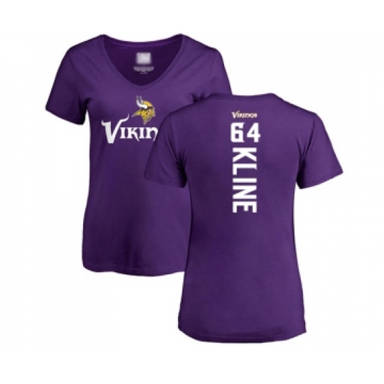 Football Women's Minnesota Vikings #64 Josh Kline Purple Backer Slim Fit T-Shirt - U-jersey
