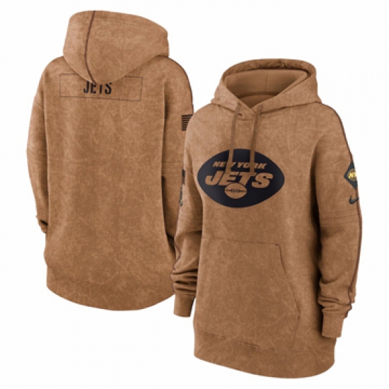 Women's New York Jets Nike Brown 2023 Salute to Service Pullover Hoodie - U-jersey