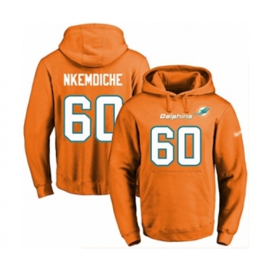 Football Men's Miami Dolphins #60 Robert Nkemdiche Orange Name & Number Pullover Hoodie - U-jersey