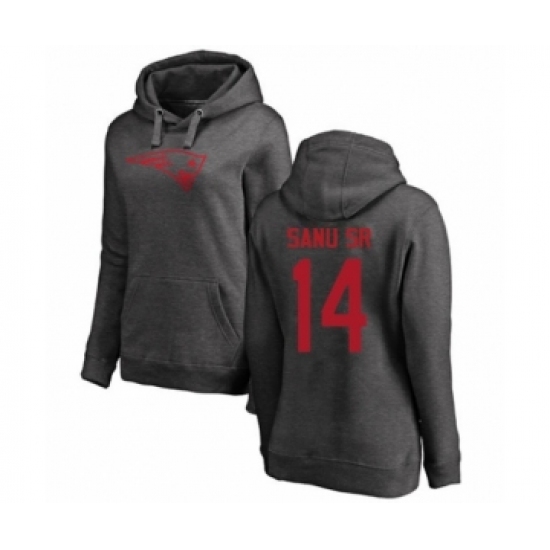 Football Women's New England Patriots #14 Mohamed Sanu Sr Ash One Color Pullover Hoodie - U-jersey