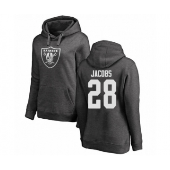 Football Women's Oakland Raiders #28 Josh Jacobs Ash One Color Pullover Hoodie - U-jersey