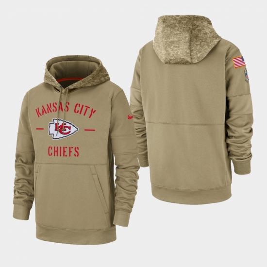 Men's Kansas City Chiefs Tan 2019 Salute to Service Sideline Therma Pullover Hoodie - U-jersey