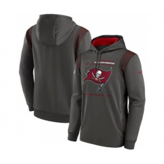 Men's Tampa Bay Buccaneers 2021 Pewter Sideline Logo Performance Pullover Hoodie - U-jersey