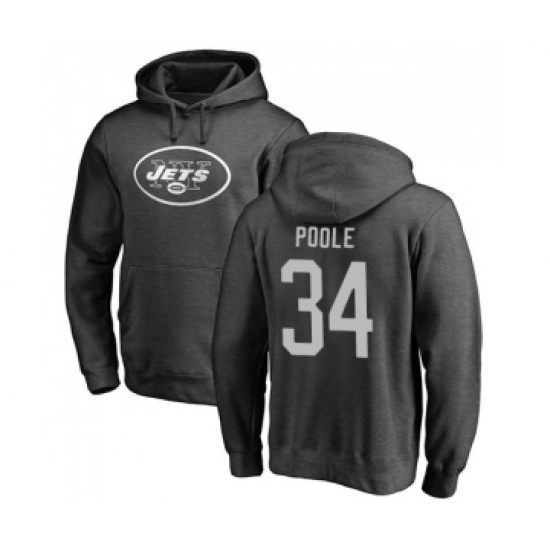 Football New York Jets #34 Brian Poole Ash One Color Pullover Hoodie - U-jersey