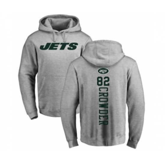 Football New York Jets #82 Jamison Crowder Ash Backer Pullover Hoodie - U-jersey