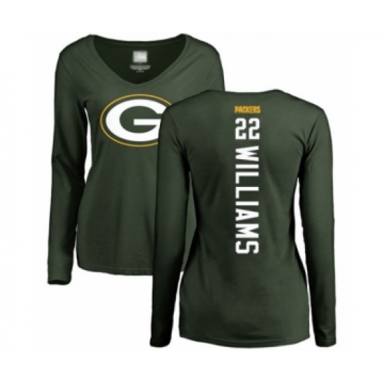 Football Women's Green Bay Packers #22 Dexter Williams Green Backer Long Sleeve T-Shirt - U-jersey