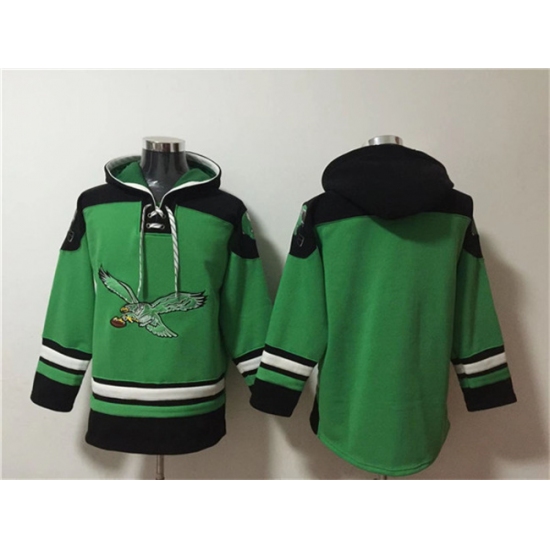 Men's Philadelphia Eagles Blank Green Ageless Must-Have Lace-Up Pullover Hoodie - U-jersey