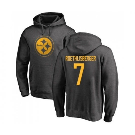 Football Pittsburgh Steelers #7 Ben Roethlisberger Ash One Color Pullover Hoodie - U-jersey