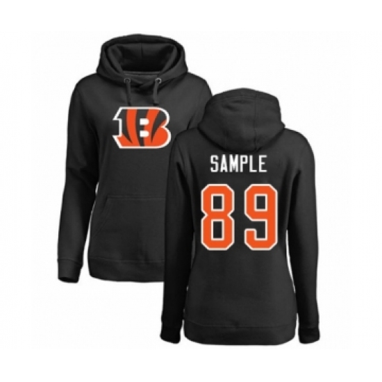 Football Women's Cincinnati Bengals #89 Drew Sample Black Name & Number Logo Pullover Hoodie - U-jersey