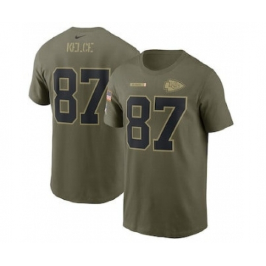 Men's Kansas City Chiefs Travis Kelce Football Camo 2021 Salute To Service Name & Number T-Shirt - U-jersey