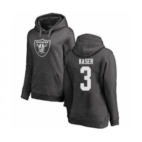 Football Women's Oakland Raiders #3 Drew Kaser Ash One Color Pullover Hoodie - U-jersey