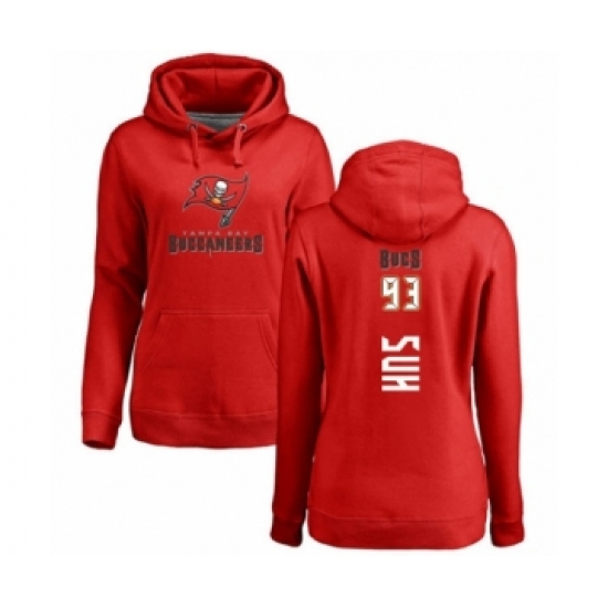 Football Women's Tampa Bay Buccaneers #93 Ndamukong Suh Red Backer Pullover Hoodie - U-jersey