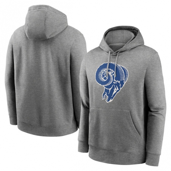 Men's Los Angeles Rams Heather Gray Primary Logo Long Sleeve Hoodie - U-jersey