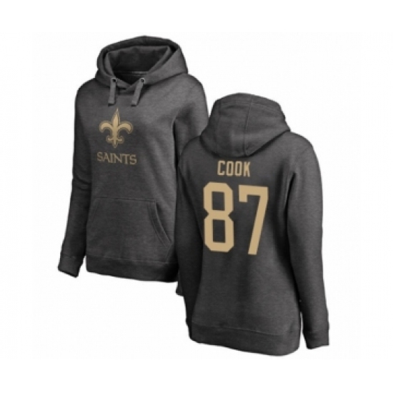 Football Women's New Orleans Saints #87 Jared Cook Ash One Color Pullover Hoodie - U-jersey