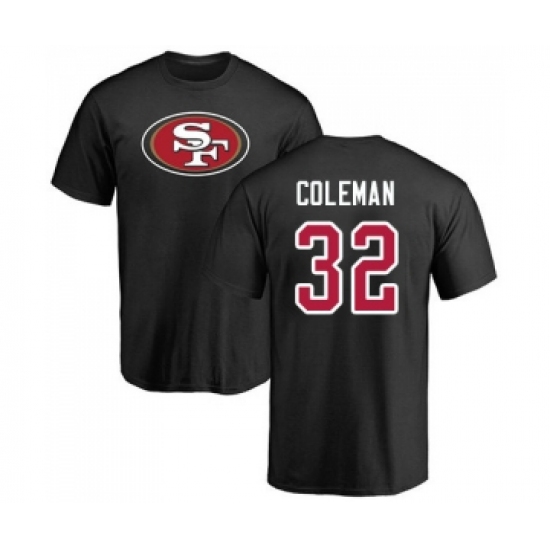 Football San Francisco 49ers #32 Tevin Coleman Black Name & Number Logo T-Shirt - U-jersey