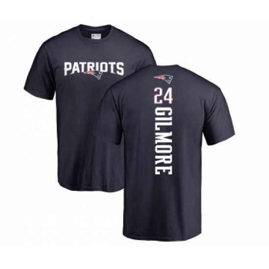 Football New England Patriots #24 Stephon Gilmore Navy Blue Backer T-Shirt - U-jersey