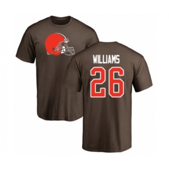 Football Cleveland Browns #26 Greedy Williams Brown Name & Number Logo T-Shirt - U-jersey