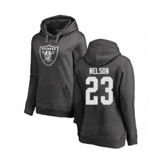 Football Women's Oakland Raiders #23 Nick Nelson Ash One Color Pullover Hoodie - U-jersey