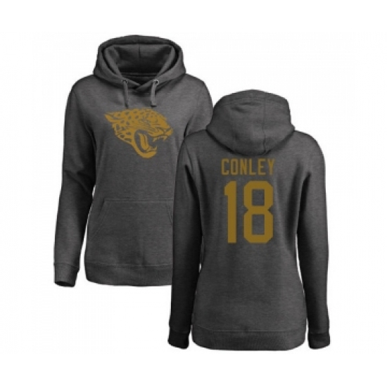 Football Women's Jacksonville Jaguars #18 Chris Conley Ash One Color Pullover Hoodie - U-jersey