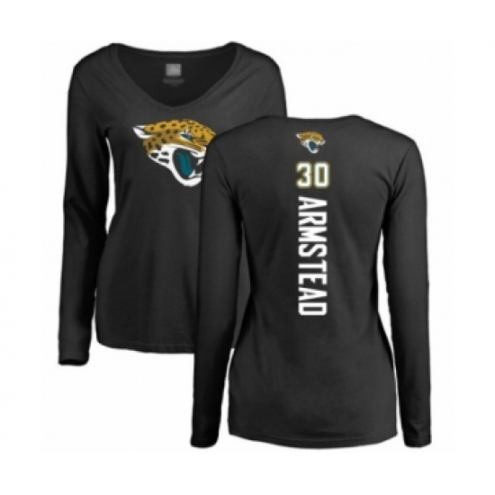 Football Women's Jacksonville Jaguars #30 Ryquell Armstead Black Backer Slim Fit Long Sleeve T-Shirt - U-jersey