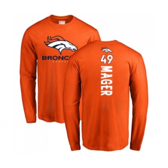 Football Denver Broncos #49 Craig Mager Orange Backer Long Sleeve T-Shirt - U-jersey