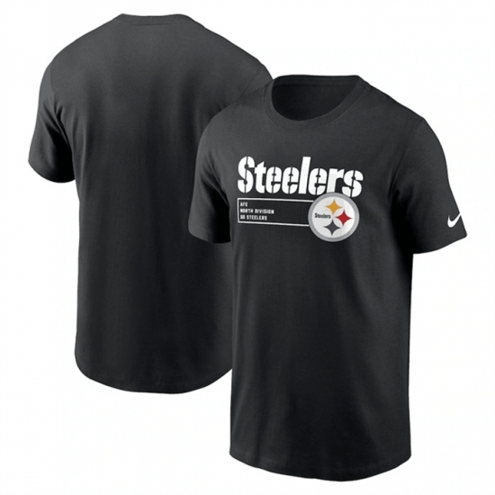 Men's Pittsburgh Steelers Black Division Essential T Shirt - U-jersey