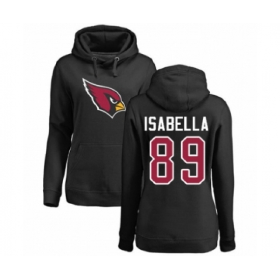 Football Women's Arizona Cardinals #89 Andy Isabella Black Name & Number Logo Pullover Hoodie - U-jersey
