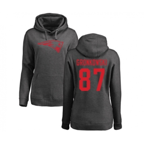Football Women's New England Patriots #87 Rob Gronkowski Ash One Color Pullover Hoodie - U-jersey