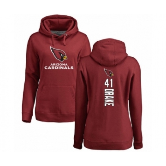 Football Women's Arizona Cardinals #41 Kenyan Drake Maroon Backer Pullover Hoodie - U-jersey
