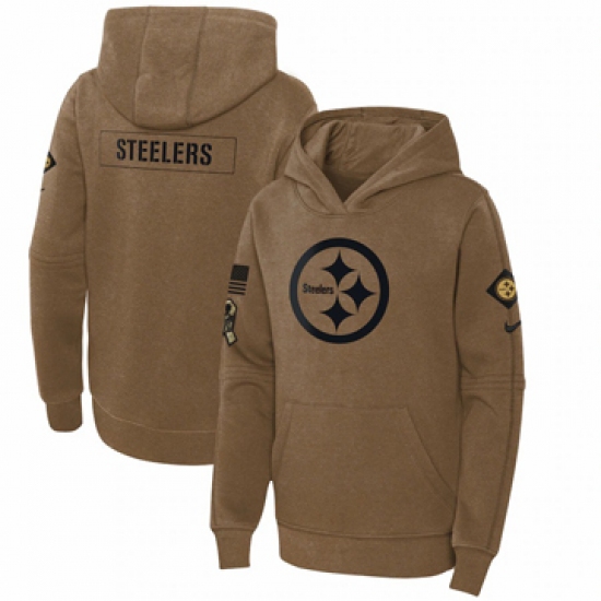 Youth Pittsburgh Steelers Nike Brown 2023 Salute to Service Club Fleece Pullover Hoodie - U-jersey