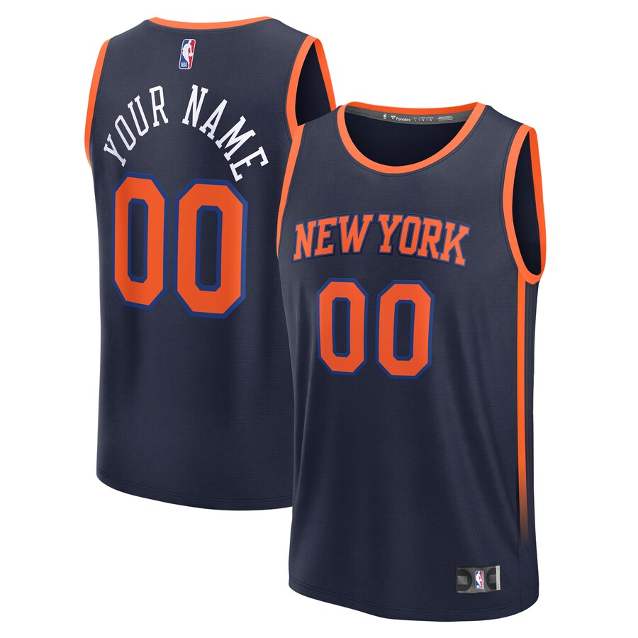 Youth New York Knicks Fanatics Navy Fast Break Custom Replica Jersey - Statement Edition - U-jersey
