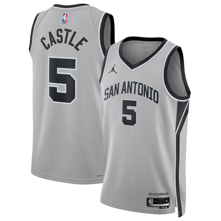 Unisex San Antonio Spurs Stephon Castle Jordan Brand Silver Swingman Jersey - Statement Edition - U-jersey