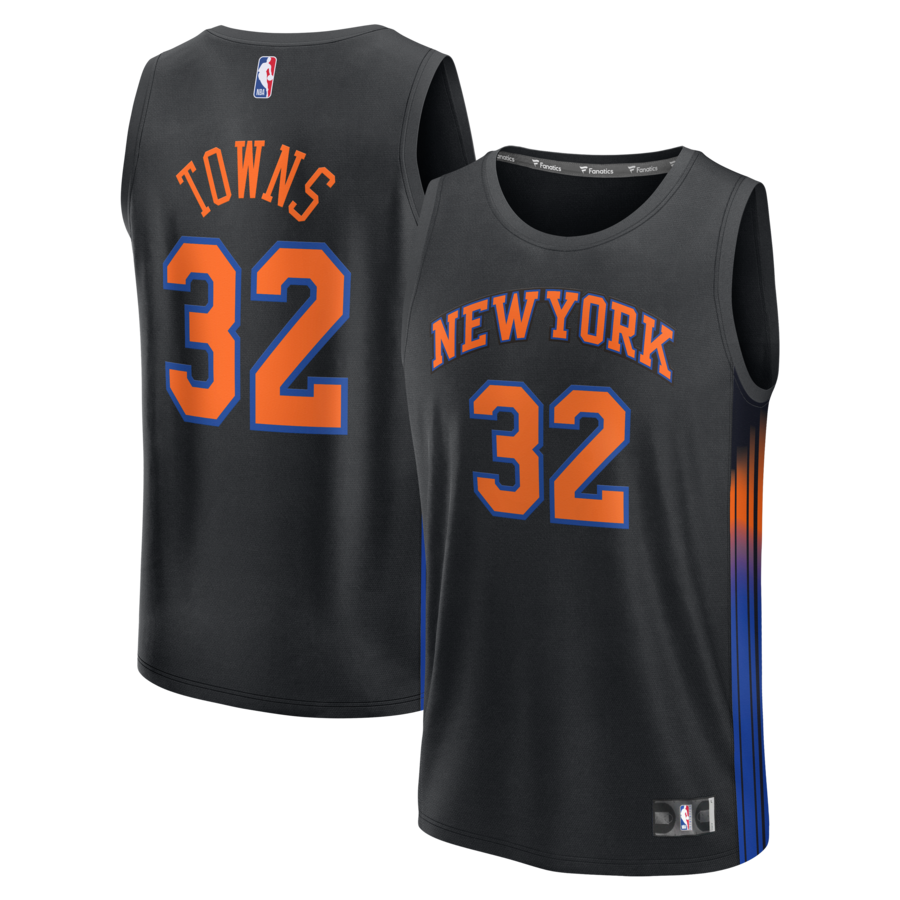 Youth New York Knicks Karl-Anthony Towns Fanatics Black Fast Break Jersey - Statement Edition - U-jersey