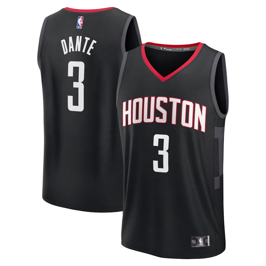 Men's Houston Rockets N'Faly Dante Fanatics Black Fast Break Replica Player Jersey - Statement Edition - U-jersey