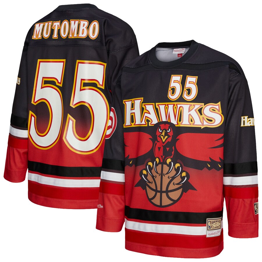 Unisex Atlanta Hawks Dikembe Mutombo Mitchell & Ness Red Maxxed Out Fashion Hockey Jersey - U-jersey