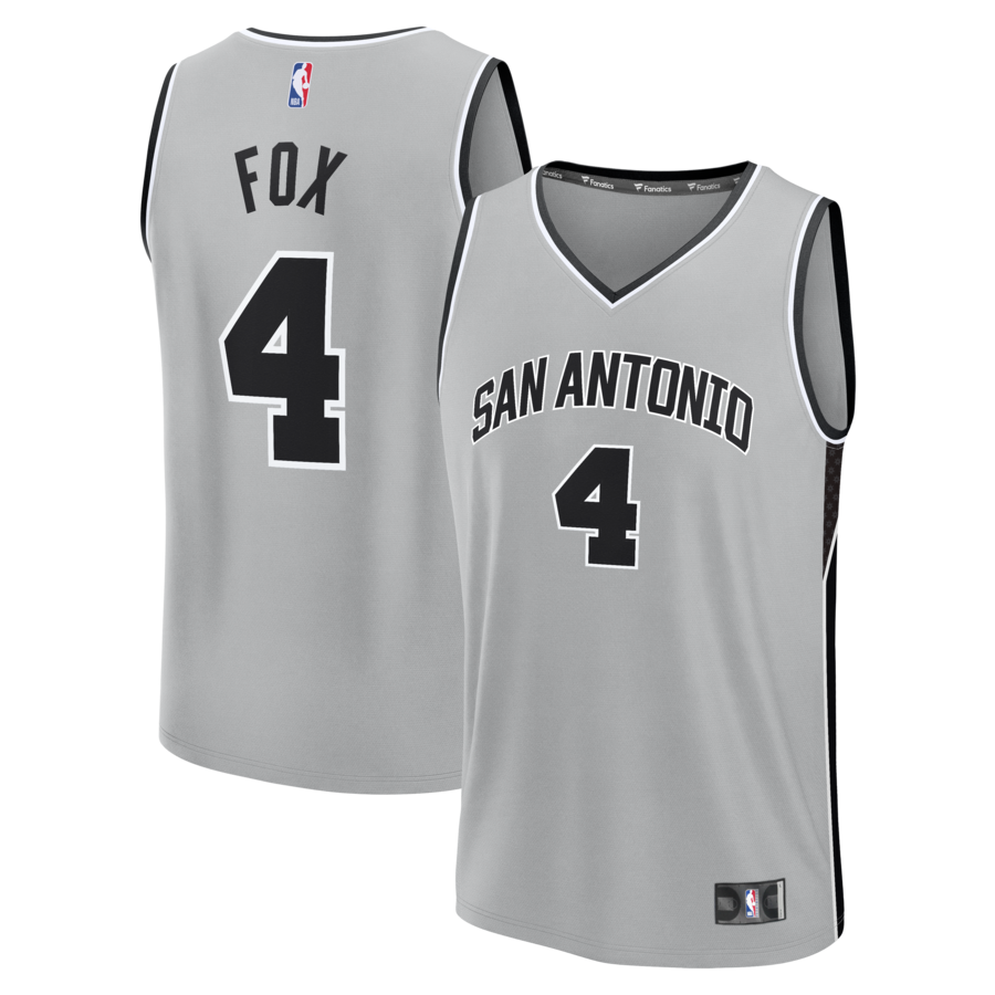 Youth San Antonio Spurs De'Aaron Fox Fanatics Silver Fast Break Jersey - Statement Edition - U-jersey