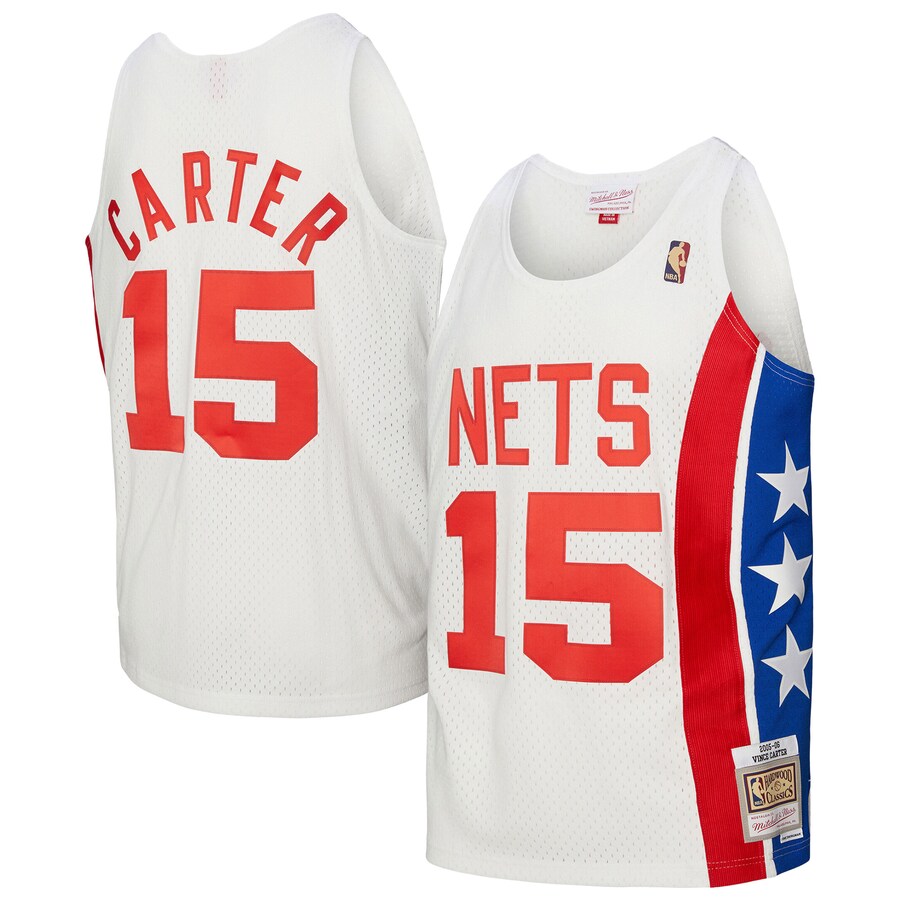 Men's New Jersey Nets Vince Carter Mitchell & Ness White 2005/06 Hardwood Classics Swingman Jersey - U-jersey