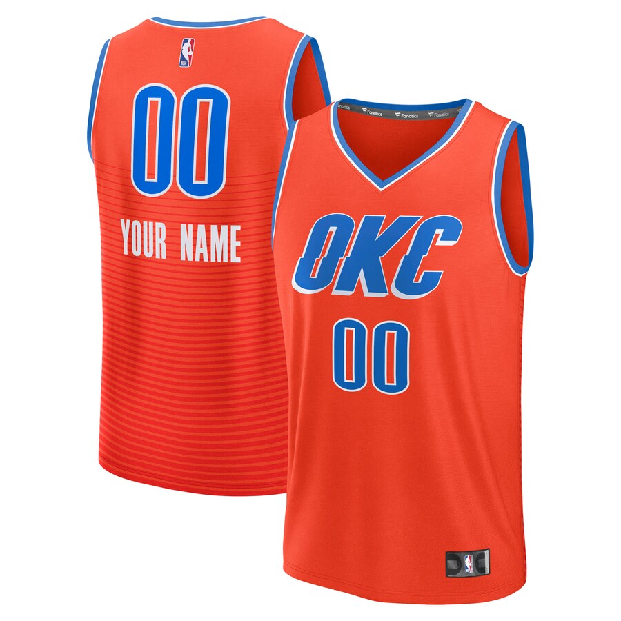 Youth Oklahoma City Thunder Fanatics Orange Fast Break Custom Jersey - Statement Edition - U-jersey