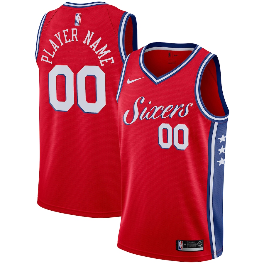 Men's Philadelphia 76ers Nike Red Swingman Custom Jersey - Statement Edition - U-jersey