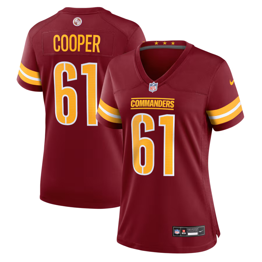 Women's Washington Commanders Tyler Cooper Nike Burgundy Team Game Jersey - U-jersey