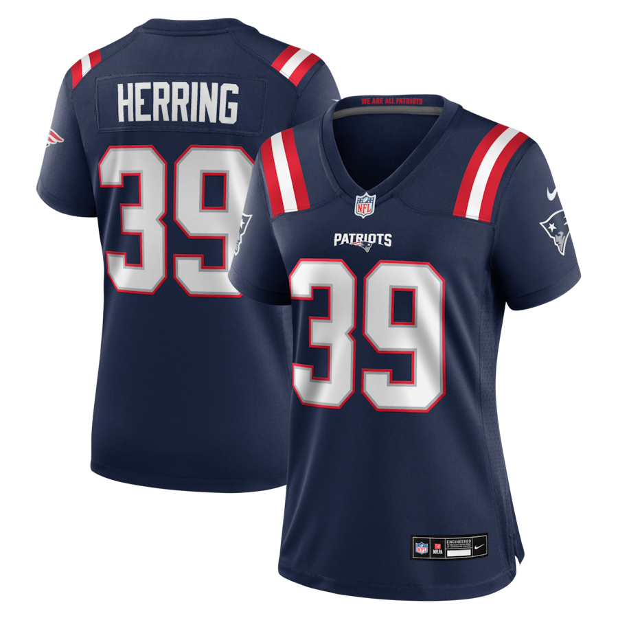 Women's New England Patriots Tyron Herring Nike Navy Team Game Jersey - U-jersey