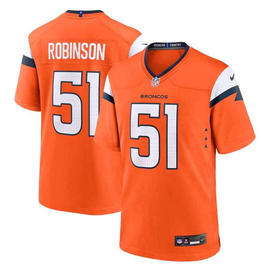 Men's Denver Broncos Que Robinson Nike Orange Team Game Jersey - U-jersey