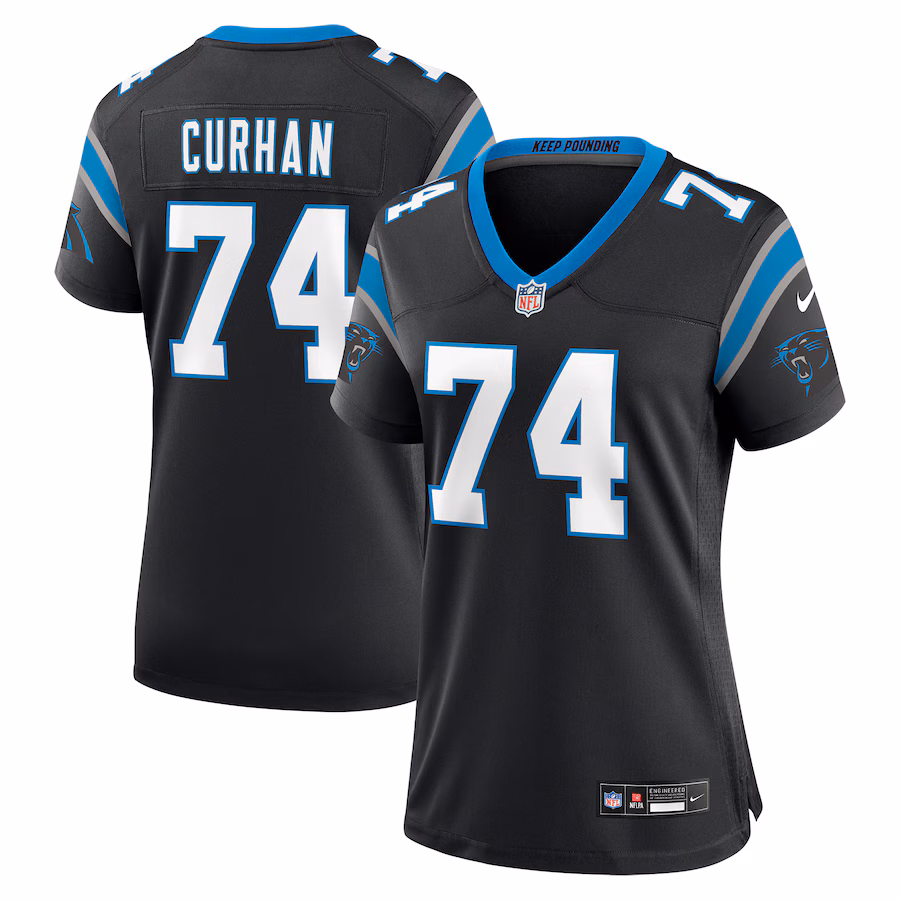 Women's Carolina Panthers Jake Curhan Nike Black Team Game Jersey - U-jersey