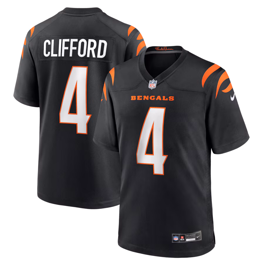 Men's Cincinnati Bengals Sean Clifford Nike Black Team Game Jersey - U-jersey