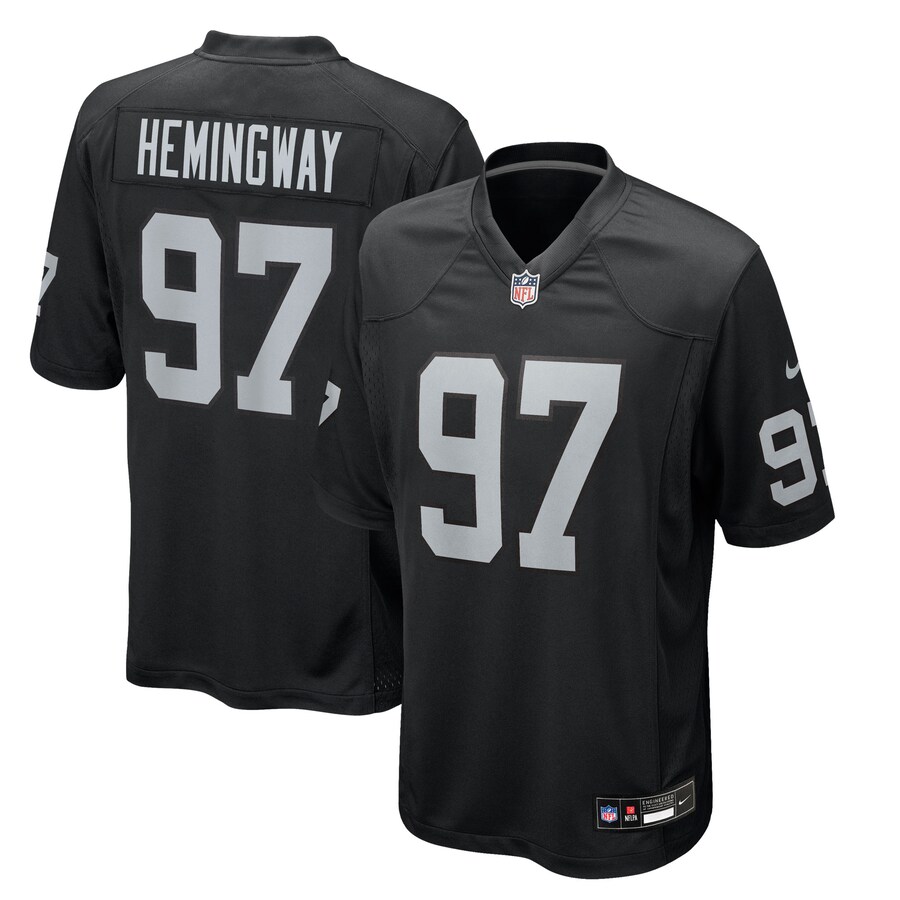 Men's Las Vegas Raiders Tonka Hemingway Nike Black Team Game Jersey - U-jersey