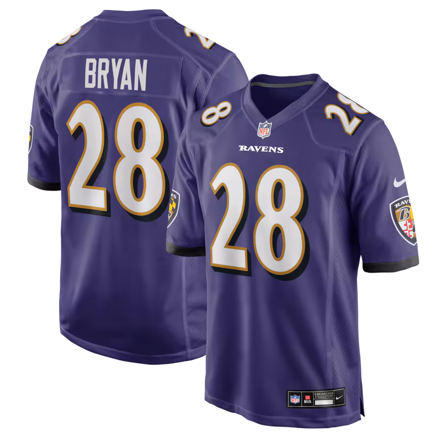Men's Baltimore Ravens Taven Bryan Nike Purple Team Game Jersey - U-jersey
