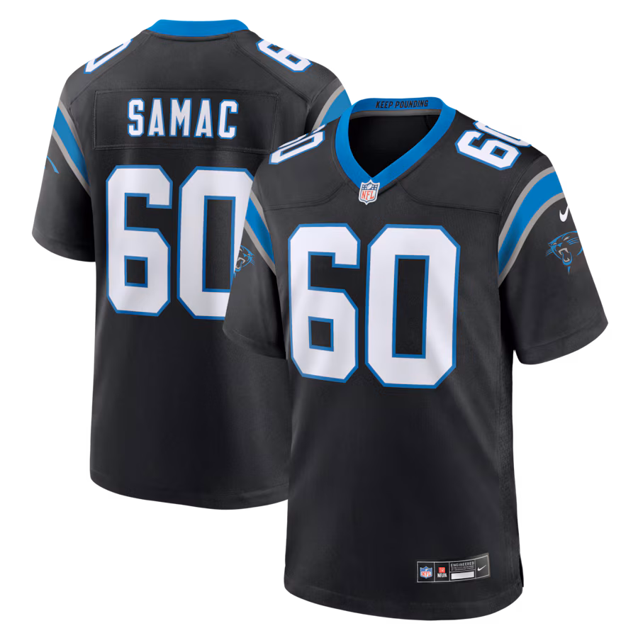 Men's Carolina Panthers Nick Samac Nike Black Team Game Jersey - U-jersey