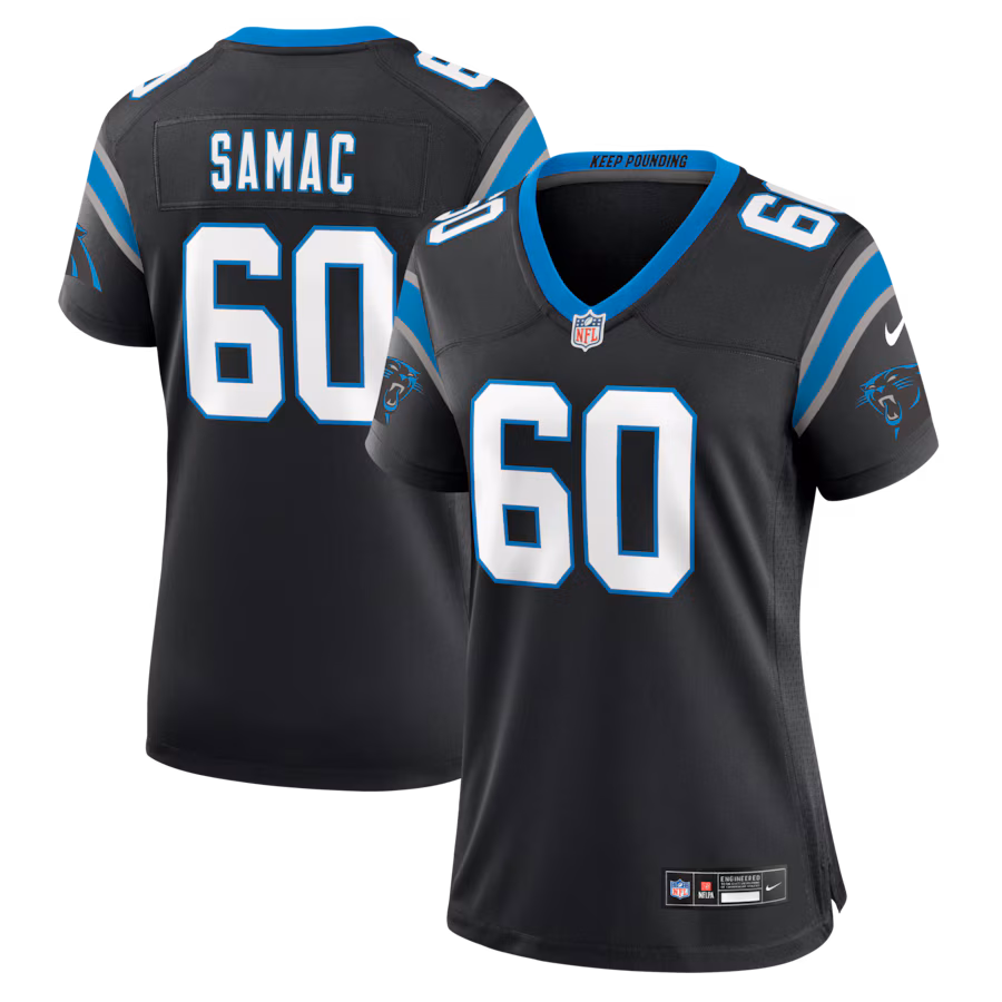 Women's Carolina Panthers Nick Samac Nike Black Team Game Jersey - U-jersey