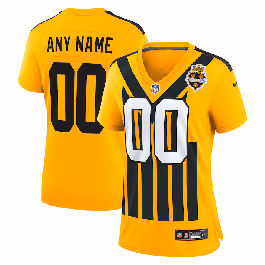 Women's Pittsburgh Steelers Nike Gold Alternate 1933 Throwback Game Custom Jersey - U-jersey